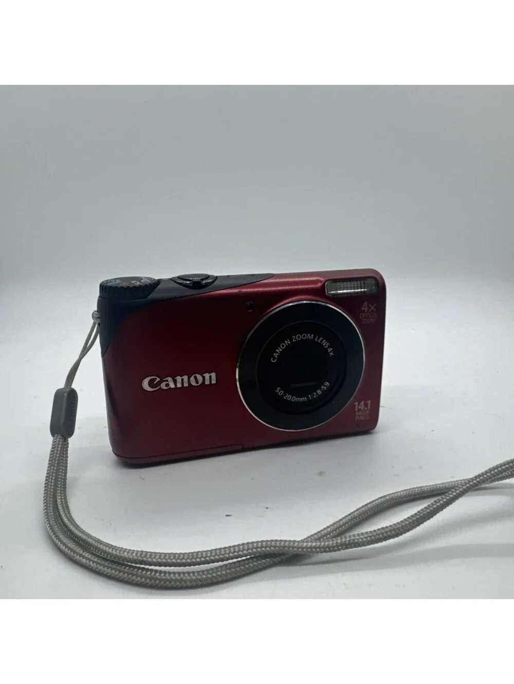 Canon PowerShot A2200 14.1MP Digital Camera HD 4x Zoom Red Tested Works